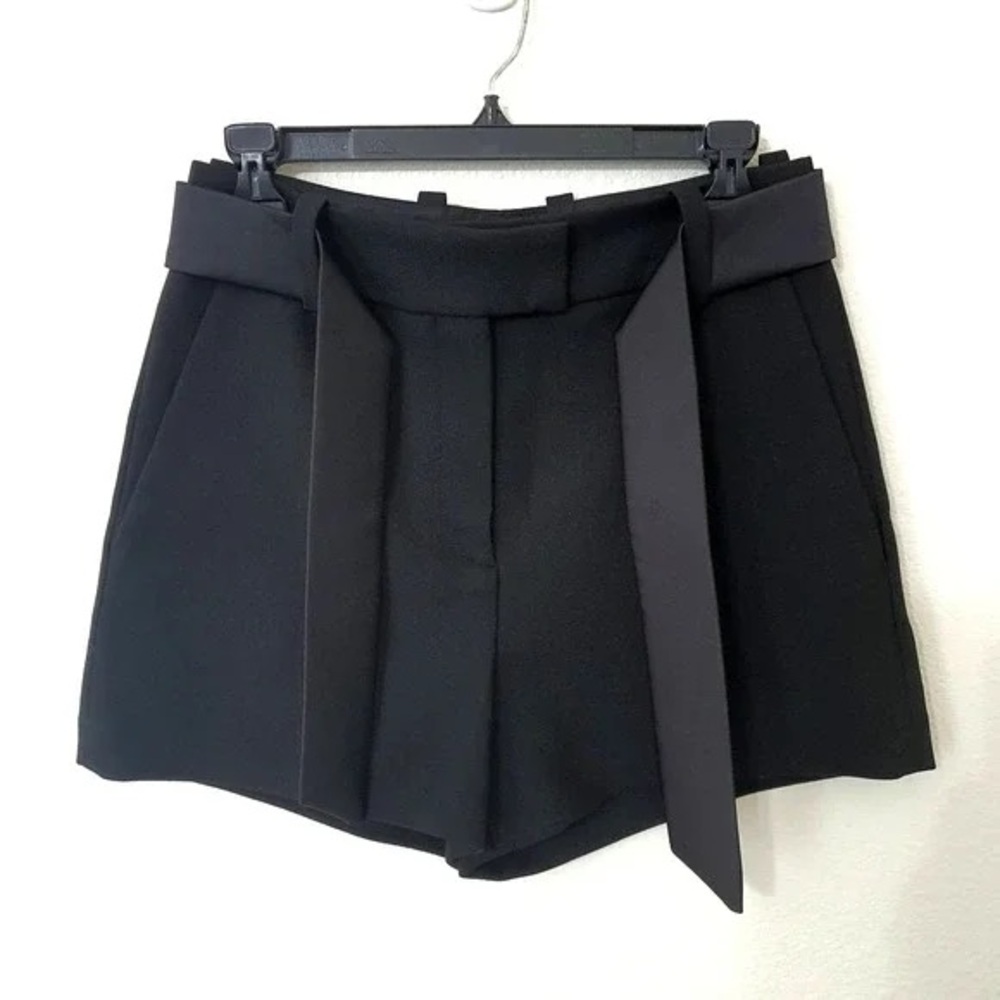 Maje Black High-Waist Tailored Shorts with Belt